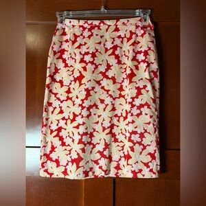 Jackpot Floral Red and Cream Pencil Skirt Size 1